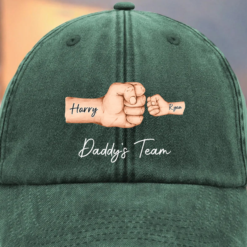 Custom Vintage Washed Denim Baseball Cap - Personalized Birthday Gifts For Dad, Grandpa - Built On Love And Strength