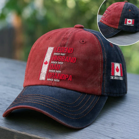 Custom Embroidered Washed Baseball Cap - Personalized Birthday Gifts For Dad, Grandpa - From Husband To Grandpa Proudly