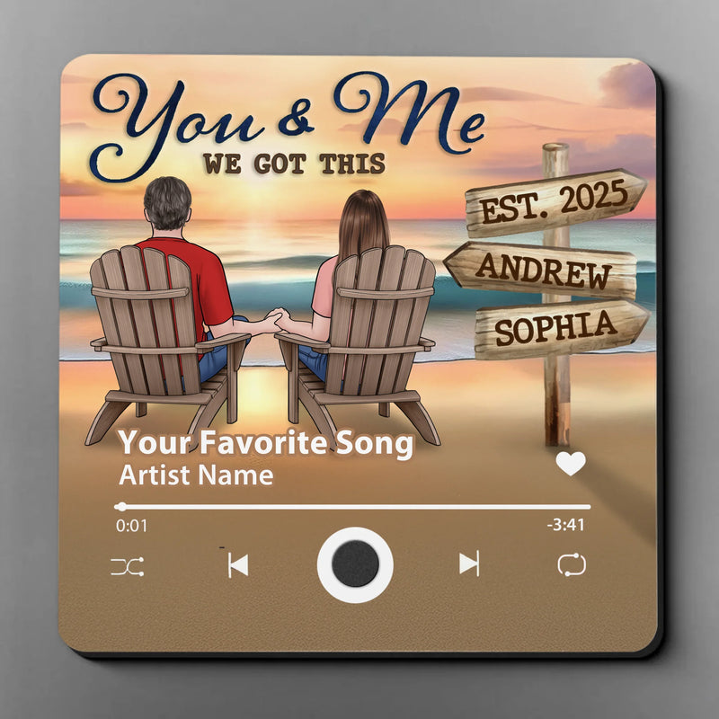 Custom Music Fridge Magnet That Can Play Songs - Personalized Anniversary Wedding Gifts For Husband And Wife, Him And Her - Our Story, Our Shore