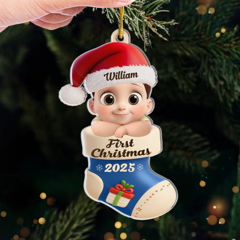Custom Acrylic Ornament - Personalized Christmas Baby Shower, Gender Reveal Gifts For New Moms, New Dads, New Parents - Too Cute To Be Pine