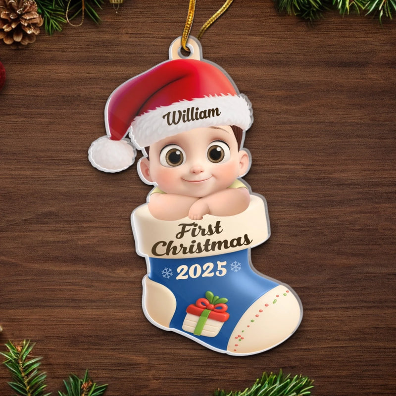 Custom Acrylic Ornament - Personalized Christmas Baby Shower, Gender Reveal Gifts For New Moms, New Dads, New Parents - Too Cute To Be Pine