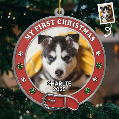 Custom Photo Metal Ornament - Personalized  Christmas Birthday Gifts For Dog Cat Lovers, Dog Dad And Mom, Cat Owners - New Paws, New Joy