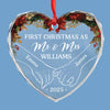 The Only Gift I Want This Year Is Your Presence - Couple Personalized Custom Heart Glass Ornament - Christmas Gift For Husband Wife, Anniversary, First Christmas