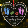 Custom Heart Glass Ornament - Personalized Christmas Birthday Gifts For Mom, Dad, Kids - Our First Christmas Together
