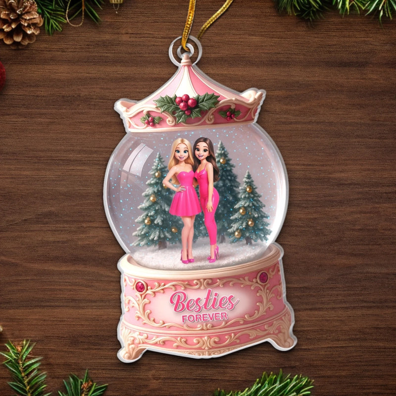 Custom Photo Acrylic Ornament - Personalized Christmas Best Friend Birthday Gifts For Women, Besties, Sisters, BFF - Snowy Days, Endless Friendship