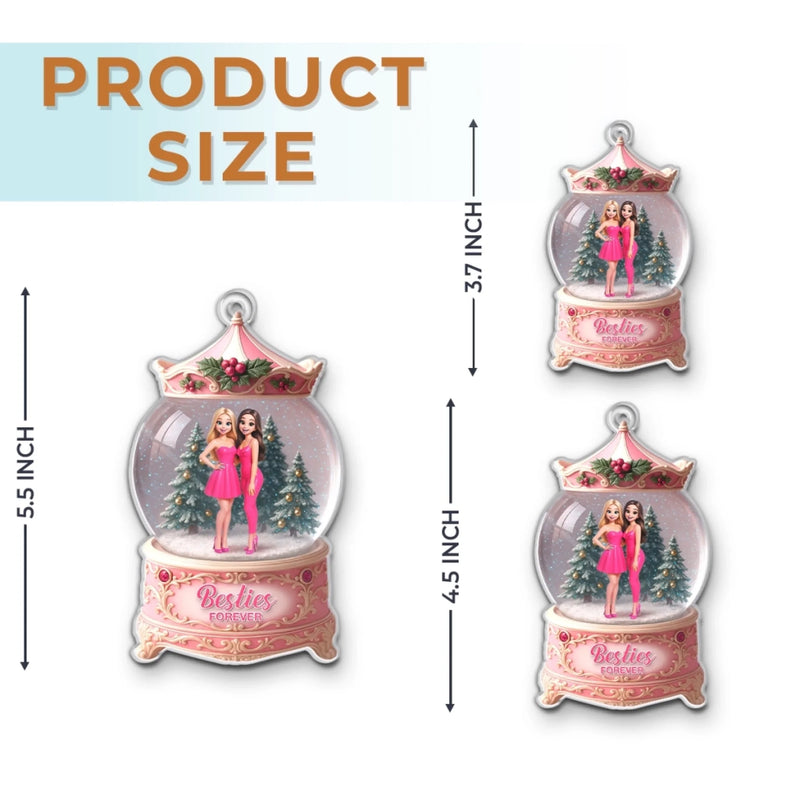 Custom Photo Acrylic Ornament - Personalized Christmas Best Friend Birthday Gifts For Women, Besties, Sisters, BFF - Snowy Days, Endless Friendship