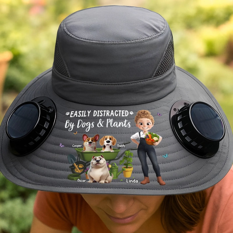 Custom Hat With Fans Solar Power - Personalized Garden Gifts For Gardeners, Dog Lovers, Dog Dad And Mom - Garden Goals and Furry Friends