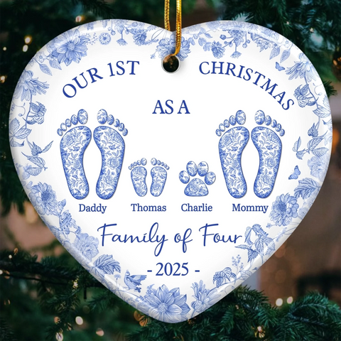 Custom Ceramic Ornament - Personalized Christmas Birthday Gifts For Mom, Dad, Kids - Our Pawfect Family Begins