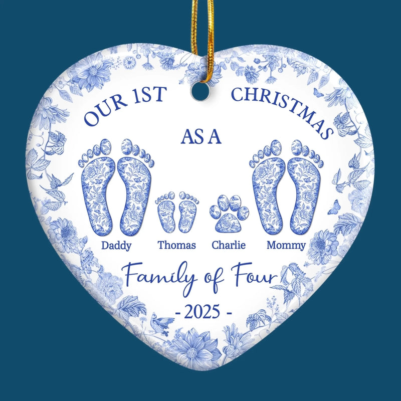 Custom Ceramic Ornament - Personalized Christmas Birthday Gifts For Mom, Dad, Kids - Our Pawfect Family Begins