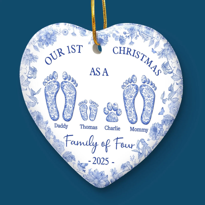 Custom Ceramic Ornament - Personalized Christmas Birthday Gifts For Mom, Dad, Kids - Our Pawfect Family Begins