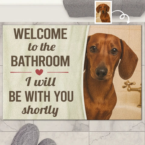 Custom Photo Home Decor Decorative Mat - Personalized Birthday Gifts For Dog Cat Lovers, Dog Dad And Mom, Cat Owners - Bathroom Buddy On Duty