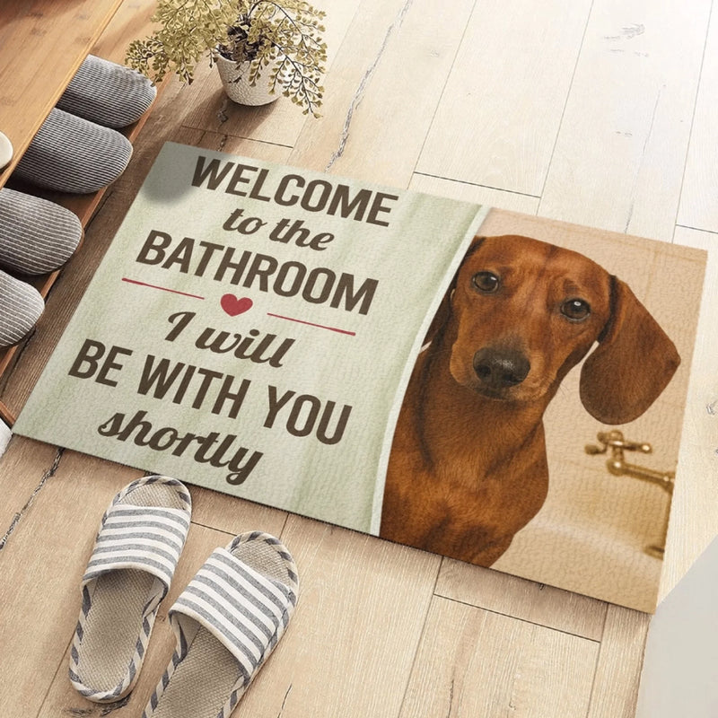 Custom Photo Home Decor Decorative Mat - Personalized Birthday Gifts For Dog Cat Lovers, Dog Dad And Mom, Cat Owners - Bathroom Buddy On Duty
