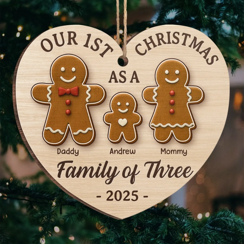 Custom Wood Ornament - Personalized Christmas Birthday Gifts For Mom, Dad, Kids - Celebrating Our First Christmas Together