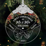 Custom Glass Ornament - Personalized Anniversary Christmas Wedding Gifts For Husband And Wife, Him And Her - Newlyweds’ First Christmas