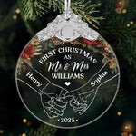 Custom Glass Ornament - Personalized Anniversary Christmas Wedding Gifts For Husband And Wife, Him And Her - Newlyweds’ First Christmas