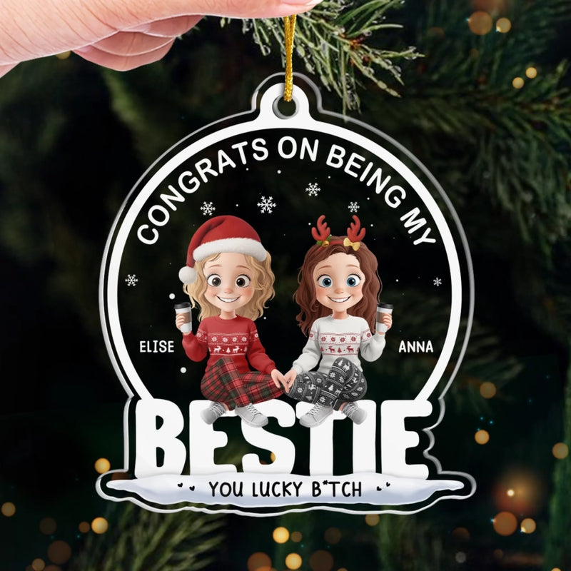 Custom Acrylic Ornament - Personalized Christmas Best Friend Birthday Gifts For Women, Besties, Sisters, BFF - Cheers To Endless Friendship