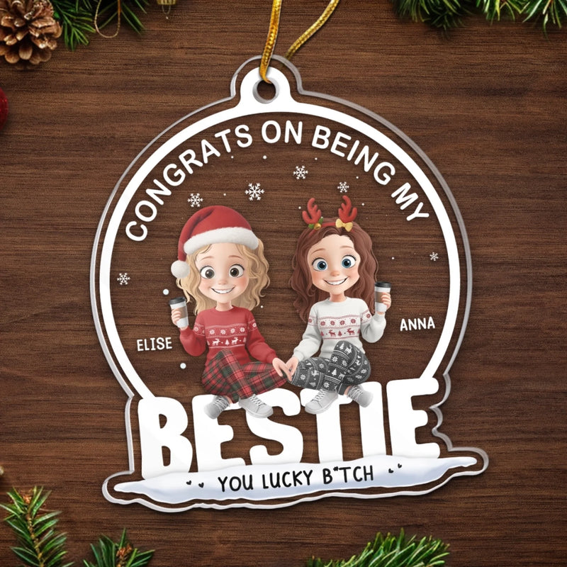 Custom Acrylic Ornament - Personalized Christmas Best Friend Birthday Gifts For Women, Besties, Sisters, BFF - Cheers To Endless Friendship