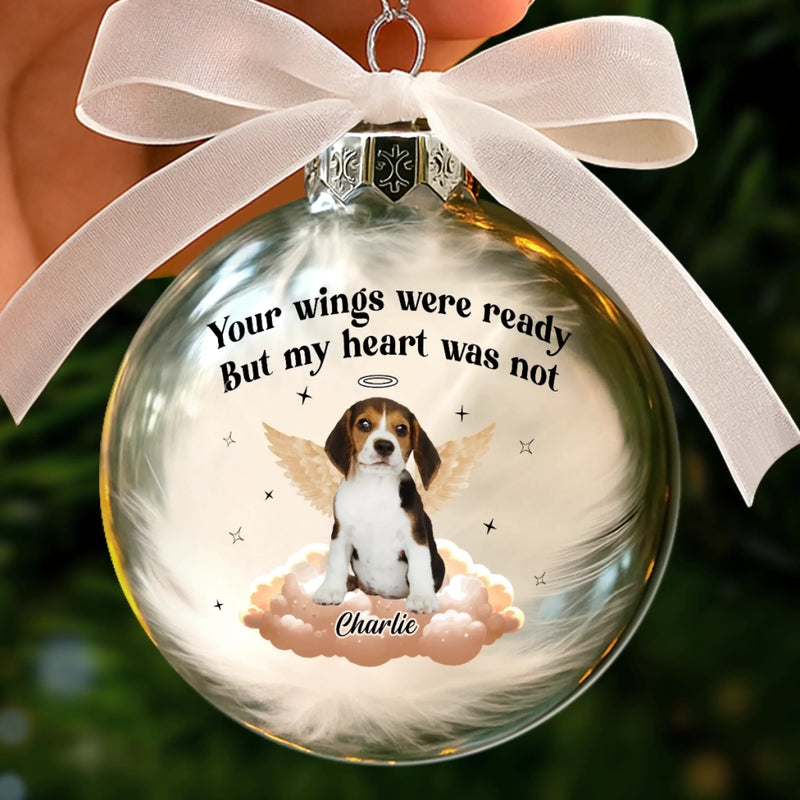 Custom Photo Ornament Ball - Personalized Pet Memorial Sympathy Gifts For Dogs, Cats - Angel Paws Watching Over Me
