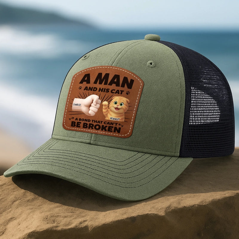 Custom Shaped Leather Patch Hat - Personalized Birthday Gifts For Cat Lovers, Cat Mom And Dad - Feline My Best Self