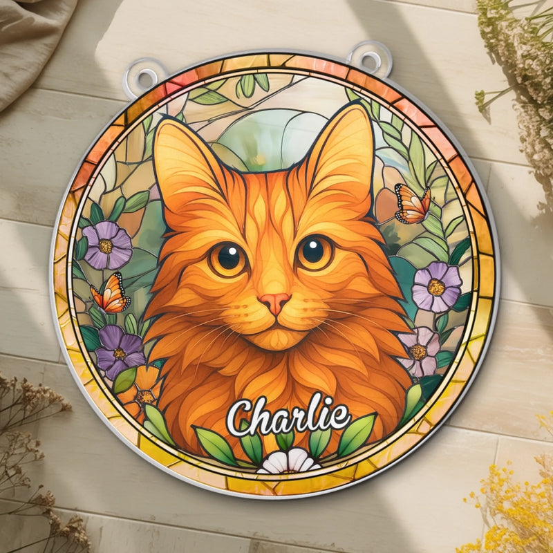 Custom Photo Window Hanging Suncatcher Ornament - Personalized Pet Memorial Sympathy Gifts For Dogs, Cats - Furry Friend, Sunny Window