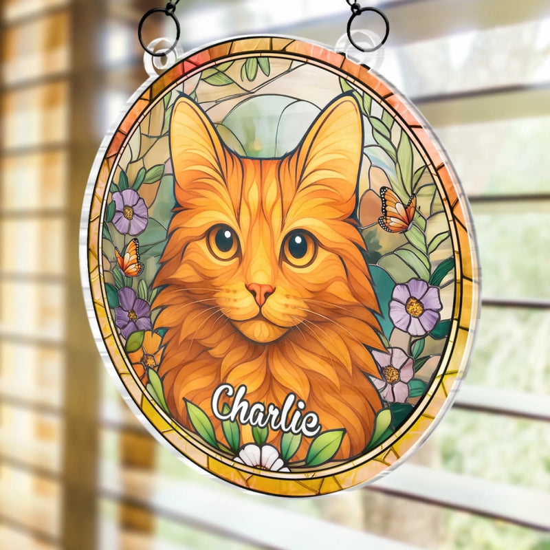Custom Photo Window Hanging Suncatcher Ornament - Personalized Pet Memorial Sympathy Gifts For Dogs, Cats - Furry Friend, Sunny Window