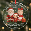 Custom Circle Glass Ornament - Personalized Christmas Birthday Gifts For Mom, Dad, Kids - The Joy of Our First Christmas