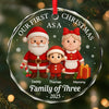 Custom Circle Glass Ornament - Personalized Christmas Birthday Gifts For Mom, Dad, Kids - The Joy of Our First Christmas