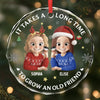Custom Circle Glass Ornament - Personalized Christmas Best Friend Birthday Gifts For Women, Besties, Sisters, BFF - Together Since Forever