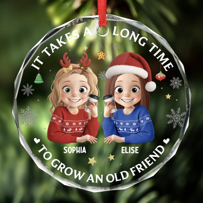 Custom Circle Glass Ornament - Personalized Christmas Best Friend Birthday Gifts For Women, Besties, Sisters, BFF - Together Since Forever