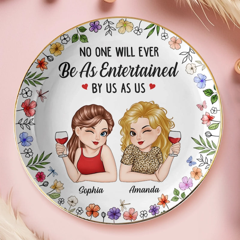 Custom Full-Print Round Jewelry Dish - Personalized Best Friend Birthday Gifts For Women, Besties, Sisters, BFF - We Talk, We Laugh, We Wine
