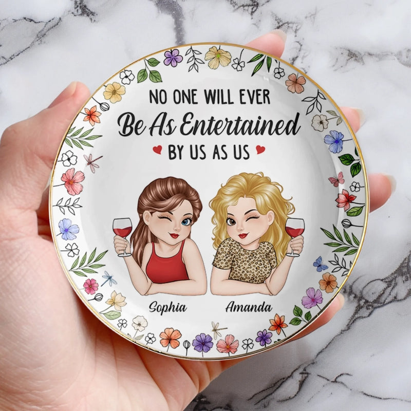 Custom Full-Print Round Jewelry Dish - Personalized Best Friend Birthday Gifts For Women, Besties, Sisters, BFF - We Talk, We Laugh, We Wine