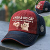 Custom Embroidered Effect Washed Denim Baseball Cap - Personalized Birthday Gifts For Cat Lovers, Cat Mom And Dad - Cat Dad Vibes Only