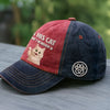 Custom Embroidered Effect Washed Denim Baseball Cap - Personalized Birthday Gifts For Cat Lovers, Cat Mom And Dad - Cat Dad Vibes Only