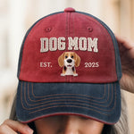 Custom Embroidered Effect Washed Denim Baseball Cap - Personalized Birthday Gifts For Dog Cat Lovers, Dog Dad And Mom, Cat Owners - Best Dog Mom Ever