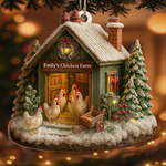 Custom Wood Ornament - Personalized Christmas Birthday Gifts For Women, Men - Chicken Love, Farm Life, Christmas Joy
