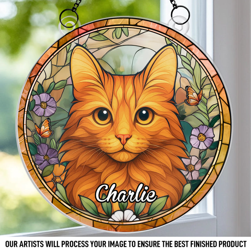 Custom Photo Window Hanging Suncatcher Ornament - Personalized Pet Memorial Sympathy Gifts For Dogs, Cats - Furry Friend, Sunny Window