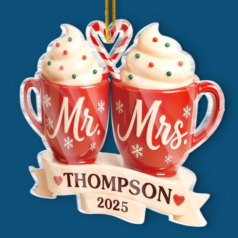 Custom Acrylic Ornament - Personalized Anniversary Christmas Wedding Gifts For Husband And Wife, Him And Her - Toasting Love This Christmas