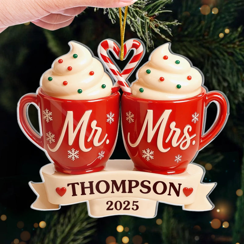 Custom Acrylic Ornament - Personalized Anniversary Christmas Wedding Gifts For Husband And Wife, Him And Her - Toasting Love This Christmas