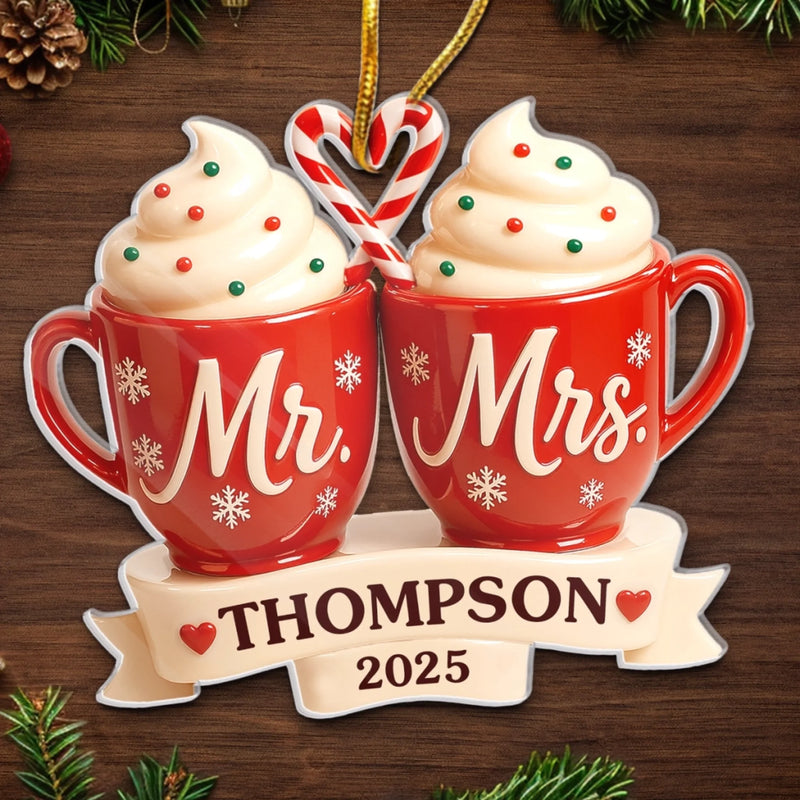 Custom Acrylic Ornament - Personalized Anniversary Christmas Wedding Gifts For Husband And Wife, Him And Her - Toasting Love This Christmas