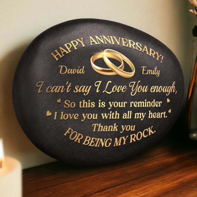 Custom Printed Rock - Personalized Anniversary Wedding Gifts For Husband And Wife, Him And Her - Our Love Grows With Time