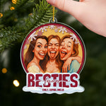 Custom Photo Funny Caricature Acrylic Ornament - Personalized Christmas Best Friend Birthday Gifts For Best Friends, Sisters, BFF - Forever Connected