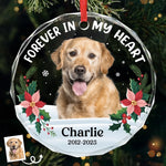 Custom Photo Circle Glass Ornament - Personalized Pet Memorial Sympathy Gifts For Dogs, Cats - Gone But Never Forgotten