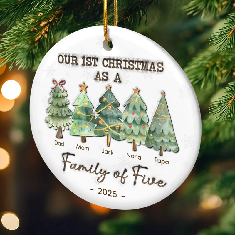 Family Is Like A Christmas Tree, It Needs Love To Shine Bright - Family Personalized Custom 3D Inflated Effect Printed Ornament - Ceramic Round Shaped - Christmas Gift For Family Members, First Christmas