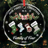 Custom Circle Glass Ornament - Personalized Christmas Birthday Gifts For Mom, Dad, Kids - Our First Christmas Together