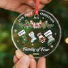 Custom Circle Glass Ornament - Personalized Christmas Birthday Gifts For Mom, Dad, Kids - Our First Christmas Together