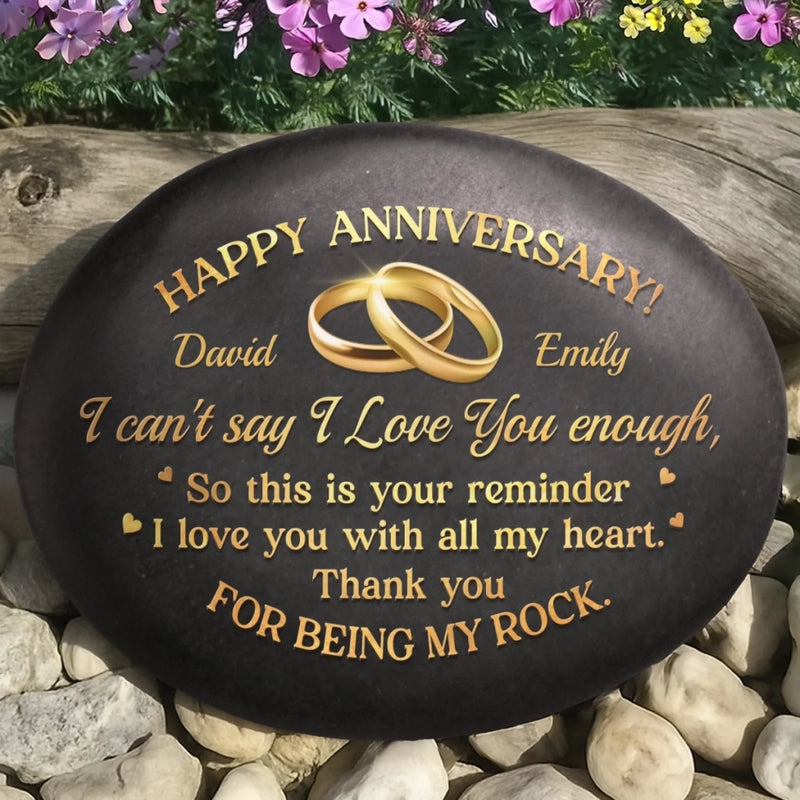 Custom Printed Rock - Personalized Anniversary Wedding Gifts For Husband And Wife, Him And Her - Our Love Grows With Time