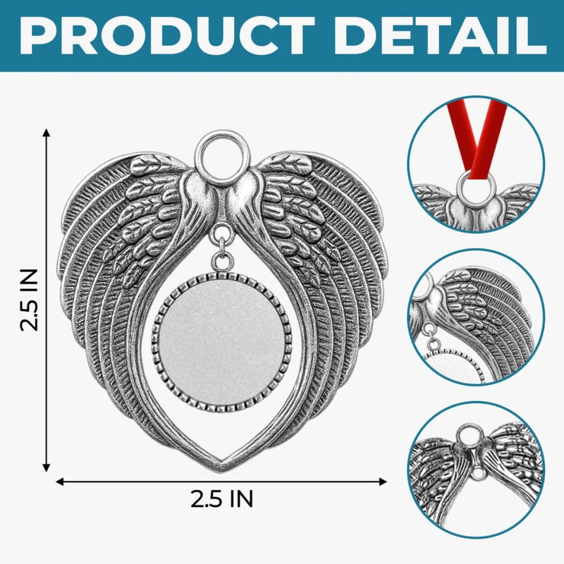 Custom Photo Metal Angel Wings Ornament - Personalized Pet Memorial Sympathy Gifts For Dogs, Cats - Forever Loved, Never Forgotten
