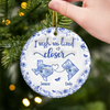 Custom Long Distance Ceramic Ornament - Personalized Best Friend Christmas Birthday Gifts For Women, Besties, Sisters, BFF - Connected By Heart No Matter The Miles