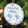 Custom Long Distance Ceramic Ornament - Personalized Best Friend Christmas Birthday Gifts For Women, Besties, Sisters, BFF - Connected By Heart No Matter The Miles