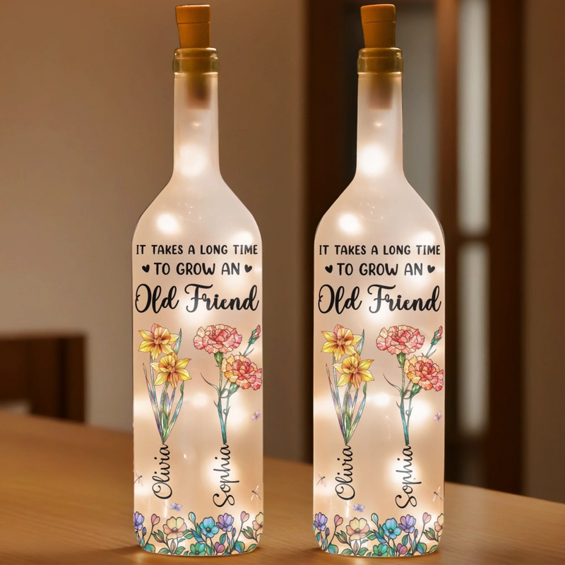 Custom Bottle Lamp - Personalized Best Friend Birthday Gifts For Women, Besties, Sisters, BFF - Timeless Friendship Glow